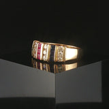 14k Yellow Gold Multi Gemstone and 0.84cttw Diamond Band Ring Size 9.75