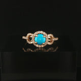 14k Yellow Gold Cabochon Turquoise and 0.41cttw Diamond Ring Size 9