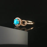 14k Yellow Gold Cabochon Turquoise and 0.41cttw Diamond Ring Size 9