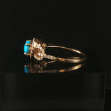 14k Yellow Gold Cabochon Turquoise and 0.41cttw Diamond Ring Size 9