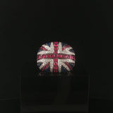 14k White Gold Ruby Sapphire and 1.27ct Diamond Men's Union Jack Ring Size 11.5