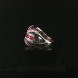 14k White Gold Ruby Sapphire and 1.27ct Diamond Men's Union Jack Ring Size 11.5