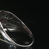 14k White Gold Ruby Sapphire and 1.27ct Diamond Men's Union Jack Ring Size 11.5
