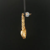 14k Yellow Gold and 0.50cttw Diamond Chain Link Heart Drop Dangle Earrings 1.5"