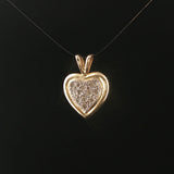 14k Yellow and White Gold 0.25cttw Diamond Vintage Heart Pendant