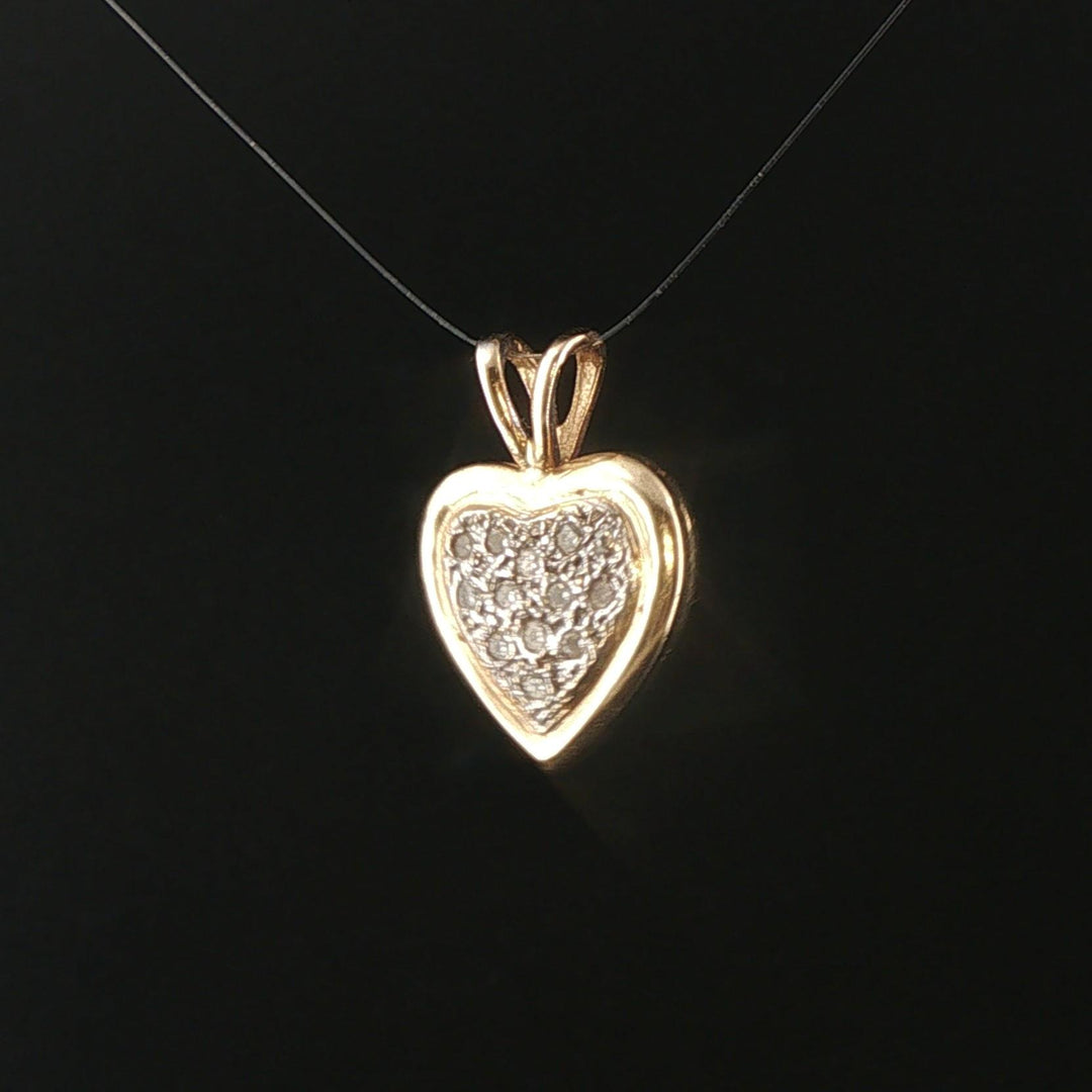 14k Yellow and White Gold 0.25cttw Diamond Vintage Heart Pendant