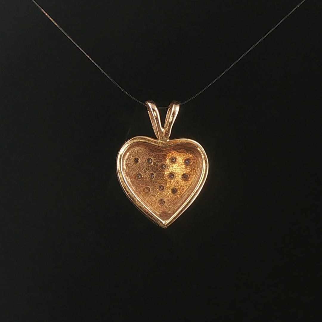14k Yellow and White Gold 0.25cttw Diamond Vintage Heart Pendant