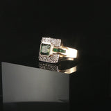 Sonia B 14k Yellow Gold Green Tourmaline Emerald and Diamond Ring Size 7