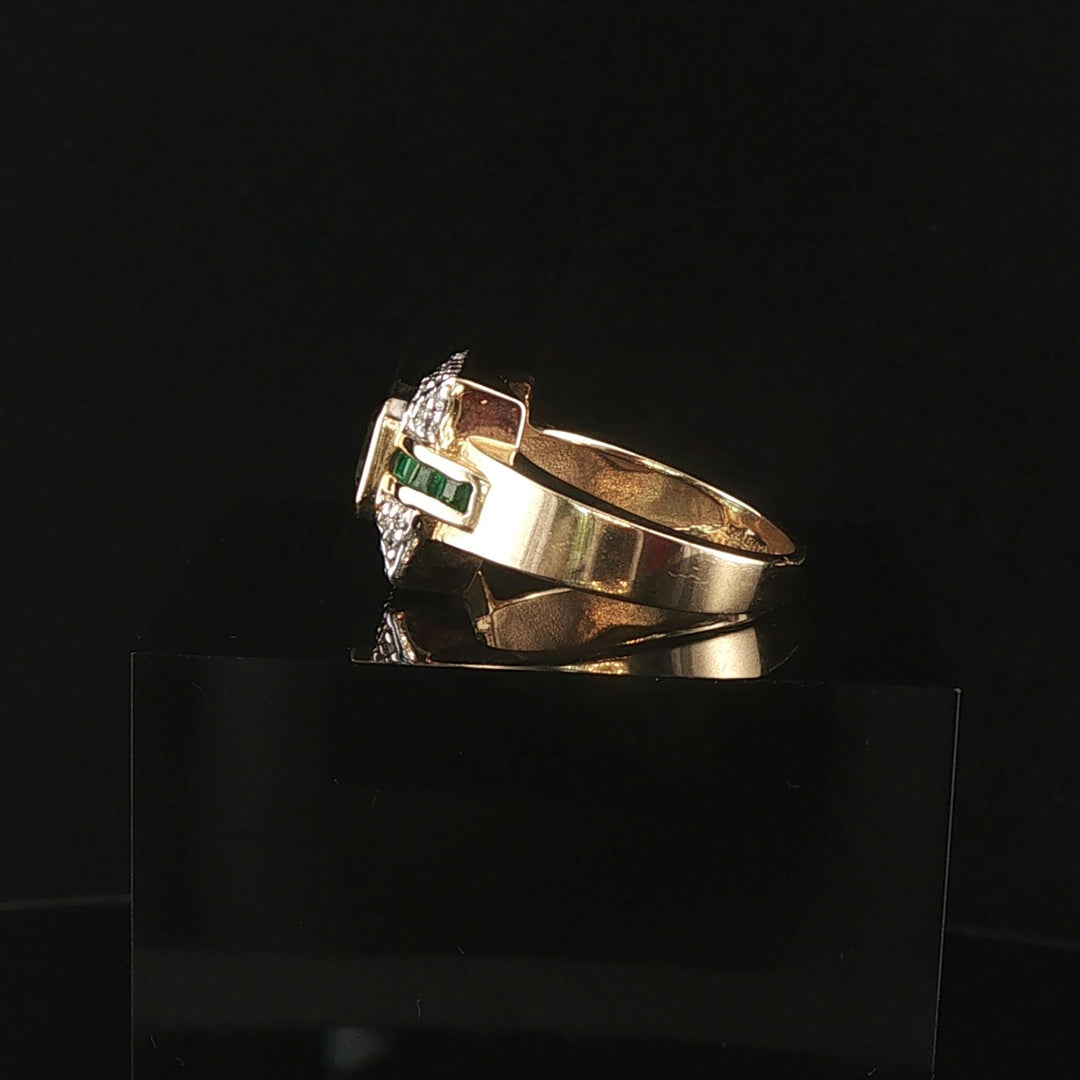 Sonia B 14k Yellow Gold Green Tourmaline Emerald and Diamond Ring Size 7