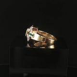 Sonia B 14k Yellow Gold Green Tourmaline Emerald and Diamond Ring Size 7