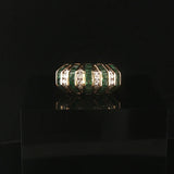 14k Yellow Gold Emerald and 0.26cttw Diamond Band Ring Size 6.5