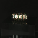 14k Yellow Gold Emerald and 0.26cttw Diamond Band Ring Size 6.5