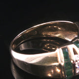 14k Yellow Gold Emerald and 0.26cttw Diamond Band Ring Size 6.5