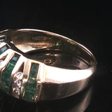 14k Yellow Gold Emerald and 0.26cttw Diamond Band Ring Size 6.5