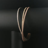 14k Tri Tone Gold 26.5g and 3cttw Diamond Vintage Rolling Bangle Bracelets 7.5"