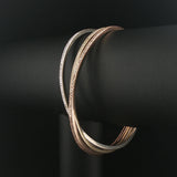 14k Tri Tone Gold 26.5g and 3cttw Diamond Vintage Rolling Bangle Bracelets 7.5"