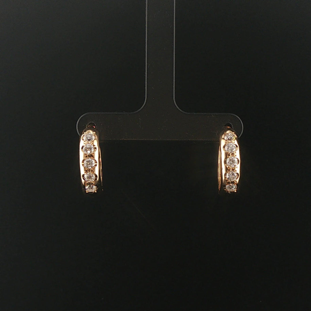 14k Yellow Gold and 1cttw Flush Set Diamond Hoop Earrings 0.75"