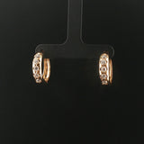 14k Yellow Gold and 1cttw Flush Set Diamond Hoop Earrings 0.75"