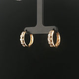 14k Yellow Gold and 1cttw Flush Set Diamond Hoop Earrings 0.75"