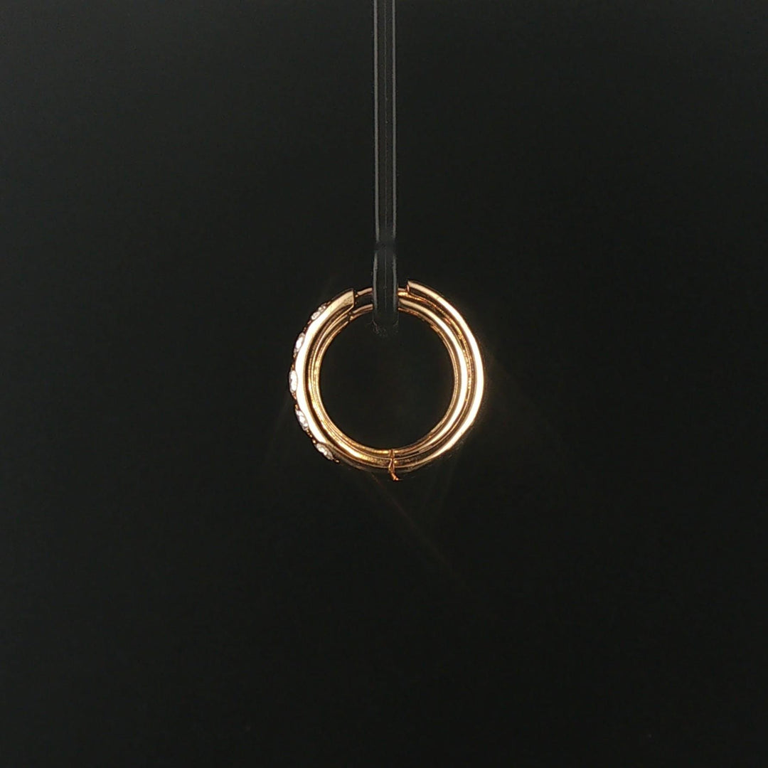 14k Yellow Gold and 1cttw Flush Set Diamond Hoop Earrings 0.75"