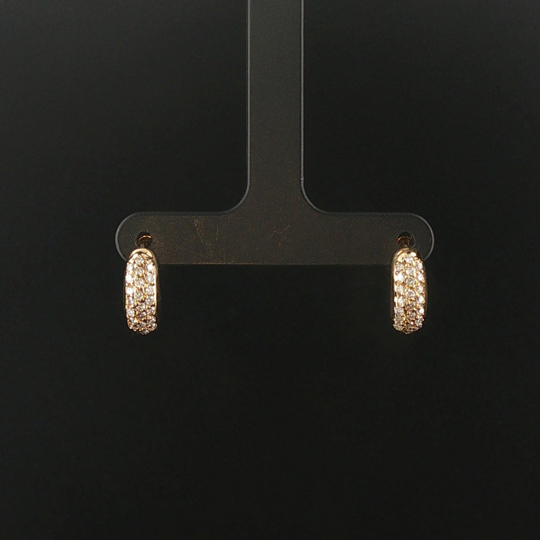 18k Yellow Gold and 0.40cttw Pave Set Diamond Huggie Earrings