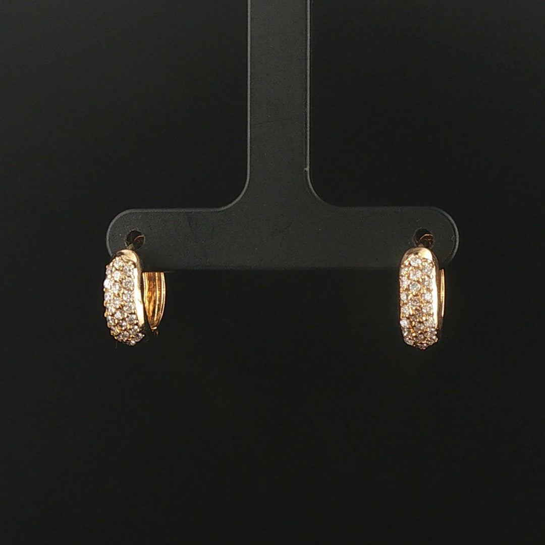 18k Yellow Gold and 0.40cttw Pave Set Diamond Huggie Earrings