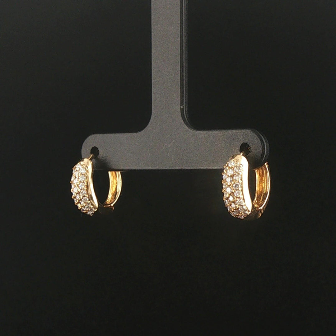 18k Yellow Gold and 0.40cttw Pave Set Diamond Huggie Earrings