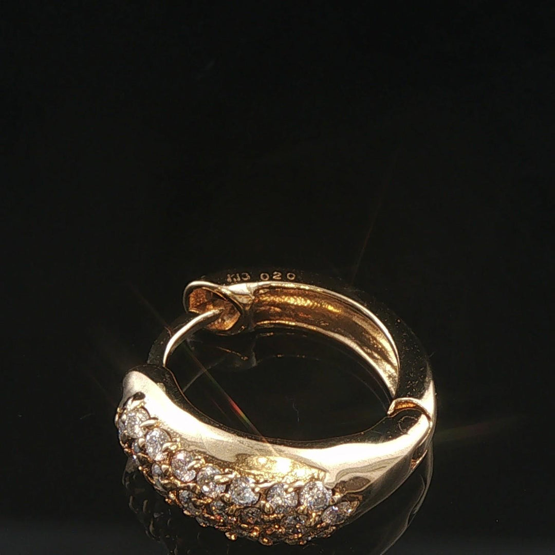 18k Yellow Gold and 0.40cttw Pave Set Diamond Huggie Earrings