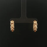 14k Yellow Gold and 0.14cttw Diamond Chain Design Hoop Earrings 0.75"