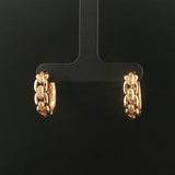 14k Yellow Gold and 0.14cttw Diamond Chain Design Hoop Earrings 0.75"