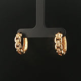 14k Yellow Gold and 0.14cttw Diamond Chain Design Hoop Earrings 0.75"