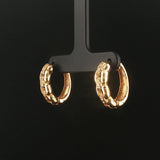 14k Yellow Gold and 0.14cttw Diamond Chain Design Hoop Earrings 0.75"