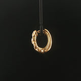 14k Yellow Gold and 0.14cttw Diamond Chain Design Hoop Earrings 0.75"