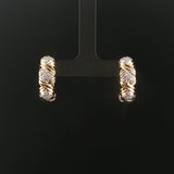 14k Yellow Gold and 0.72cttw Diamond X Design Huggie Earrings 0.85"