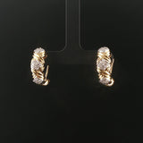 14k Yellow Gold and 0.72cttw Diamond X Design Huggie Earrings 0.85"