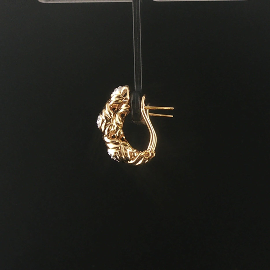 14k Yellow Gold and 0.72cttw Diamond X Design Huggie Earrings 0.85"