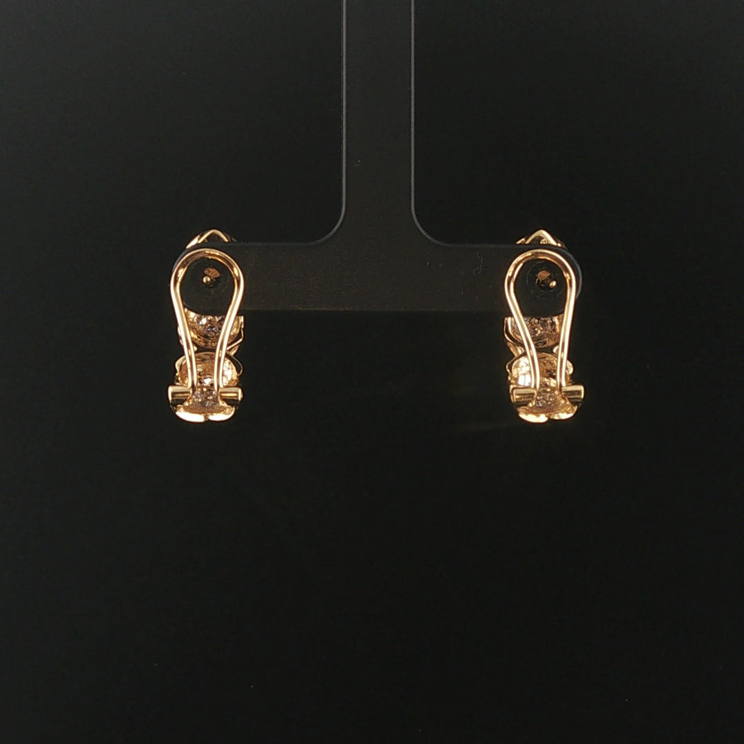 14k Yellow Gold and 0.72cttw Diamond X Design Huggie Earrings 0.85"