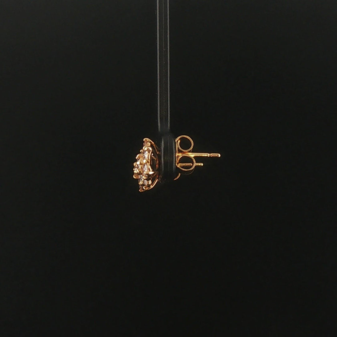 18k Yellow Gold and 1cttw Cluster Floral Stud Earrings