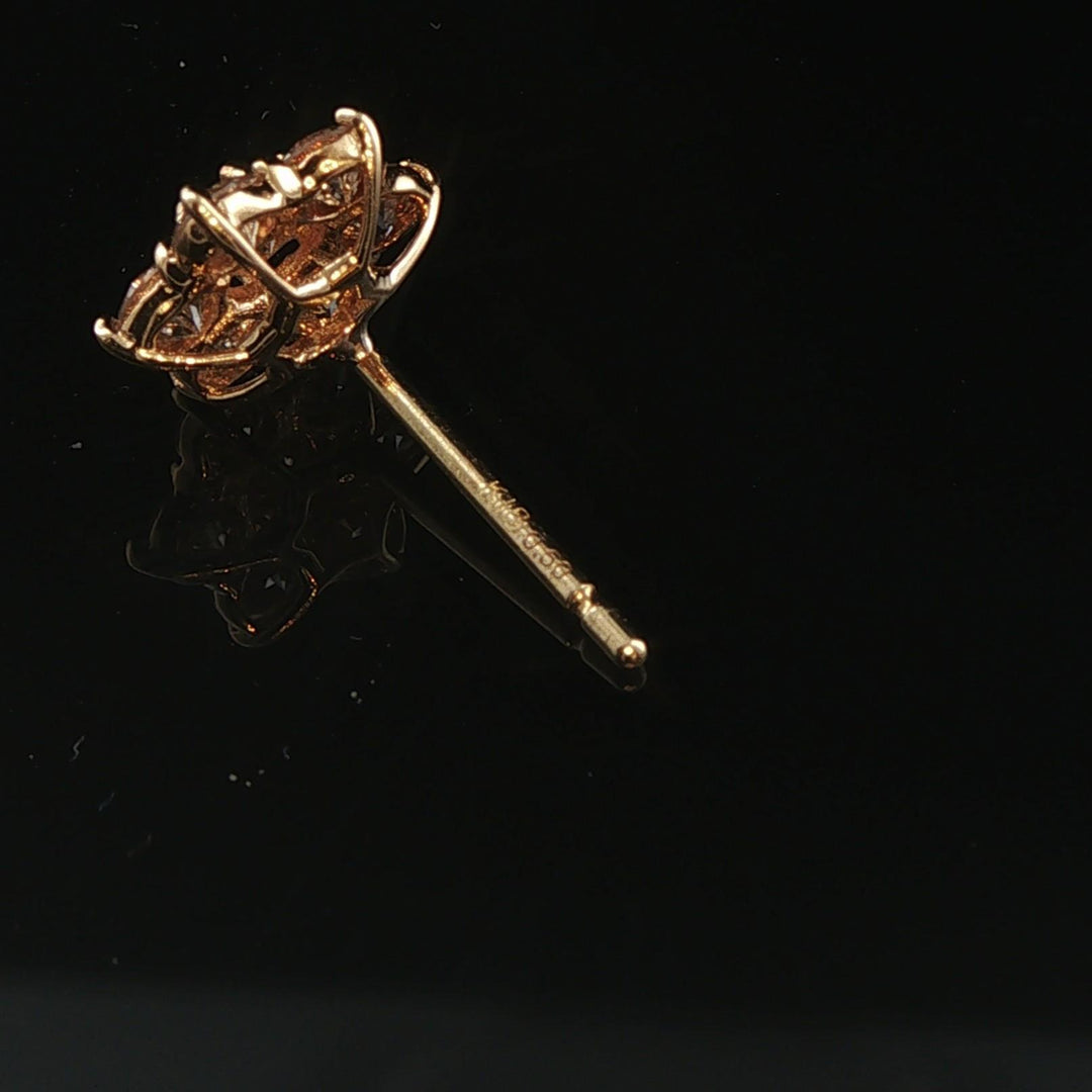 18k Yellow Gold and 1cttw Cluster Floral Stud Earrings