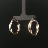 14k Yellow Gold 3.4g Faceted Twisted Hoop Earrings Turkey 1"