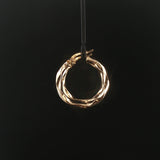 14k Yellow Gold 3.4g Faceted Twisted Hoop Earrings Turkey 1"