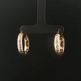 14k Yellow Gold 3.4g Diamond Cut Hoop Earrings Turkey 1"
