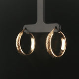 14k Yellow Gold 3.4g Diamond Cut Hoop Earrings Turkey 1"