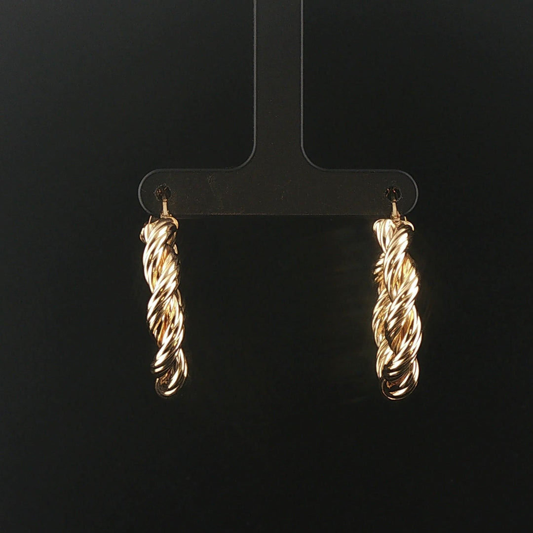 14k Yellow Gold 4.3g Twisted Spiral Hoop Earrings Italy 1.25"