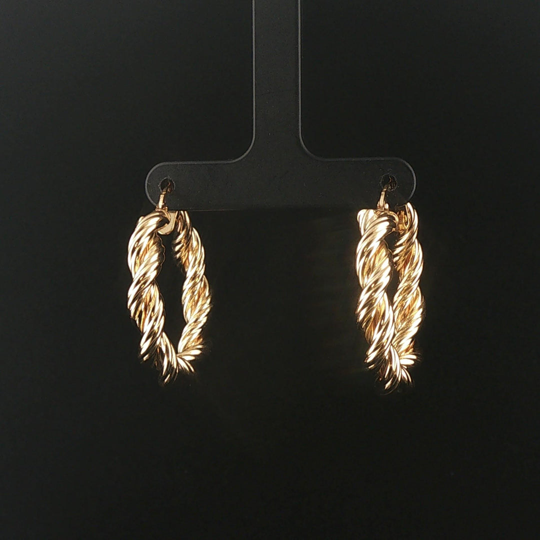 14k Yellow Gold 4.3g Twisted Spiral Hoop Earrings Italy 1.25"