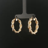 14k Yellow Gold 4.3g Twisted Spiral Hoop Earrings Italy 1.25"