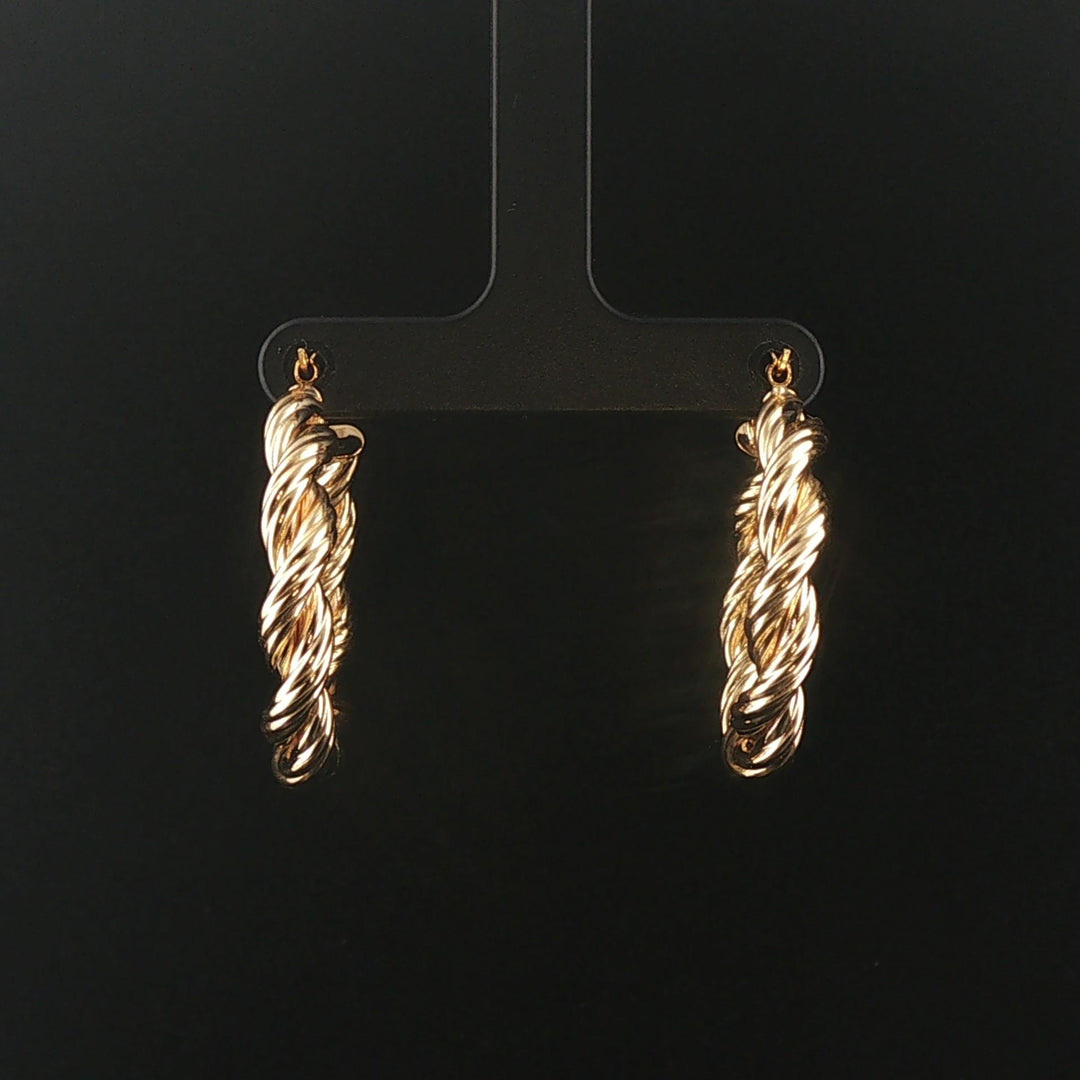 14k Yellow Gold 4.3g Twisted Spiral Hoop Earrings Italy 1.25"