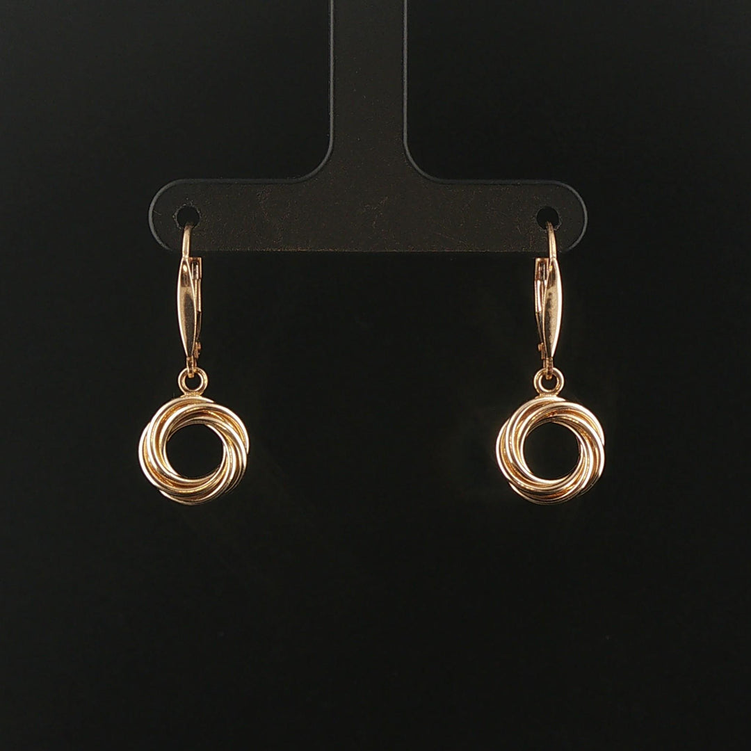 14k Yellow Gold 2.7g Drop Dangle Circle Earrings Italy 1"