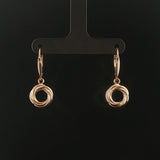 14k Yellow Gold 2.7g Drop Dangle Circle Earrings Italy 1"