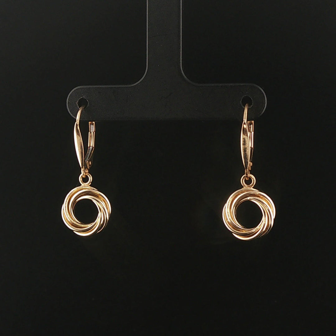 14k Yellow Gold 2.7g Drop Dangle Circle Earrings Italy 1"